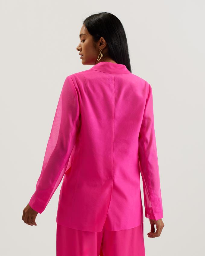 Blazer Ted Baker Oversized Sheer Sleeve Organza Rose Clair Femme | SDI-40931932